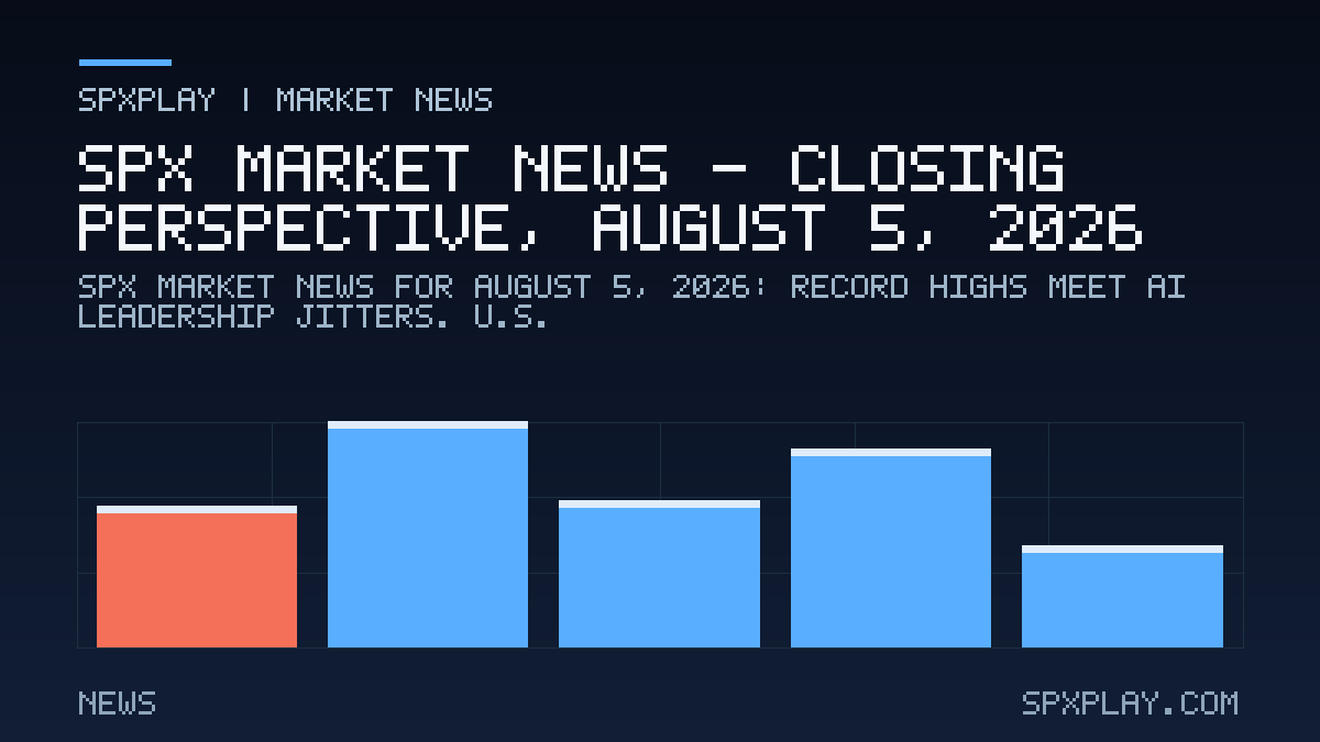 Market news graphic for SPX Market News — Closing perspective, August 5, 2026: Record Highs Meet AI Leadership Jitters