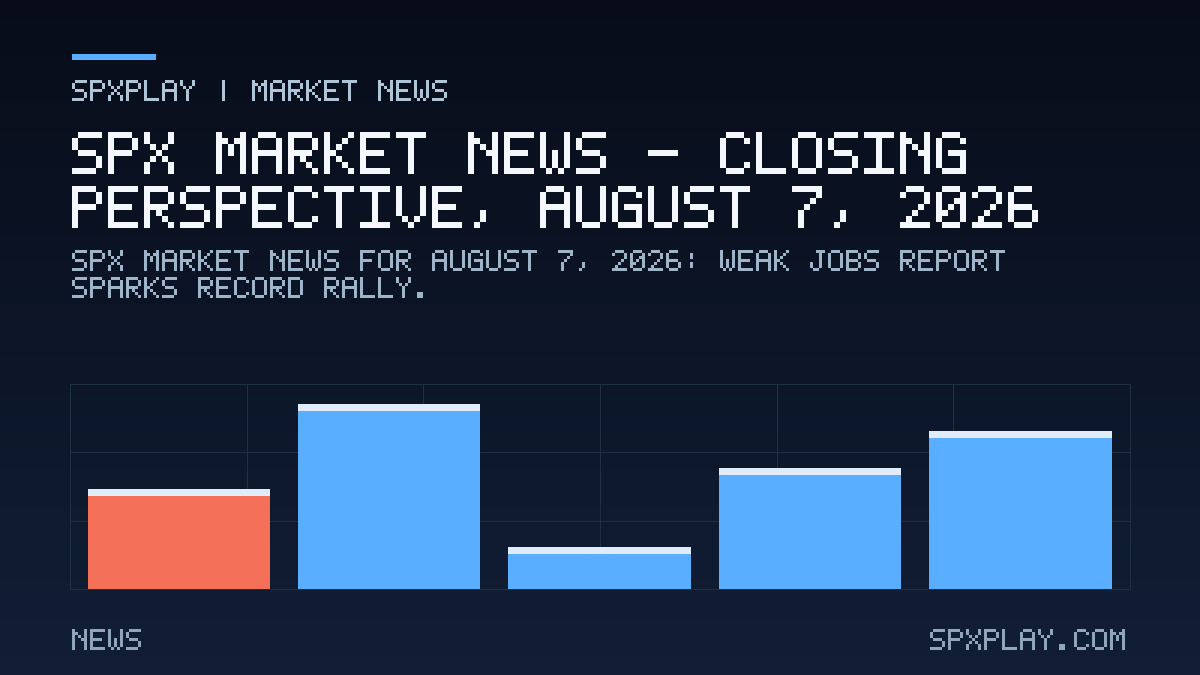 Market news graphic for SPX Market News — Closing perspective, August 7, 2026: Weak Jobs Report Sparks Record Rally