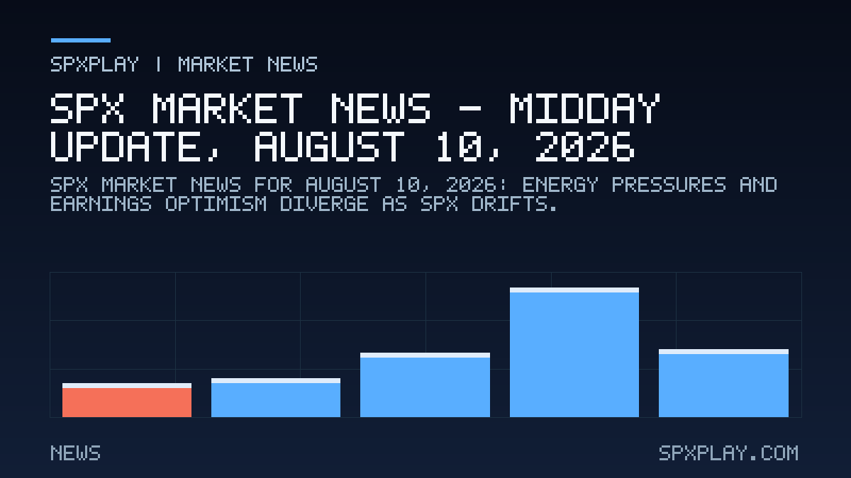 Market news graphic for SPX Market News — Midday update, August 10, 2026: Energy Pressures and Earnings Optimism Diverge as SPX Drifts