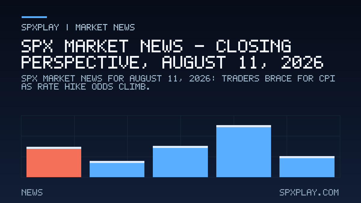 Market news graphic for SPX Market News — Closing perspective, August 11, 2026: Traders Brace for CPI as Rate Hike Odds Climb