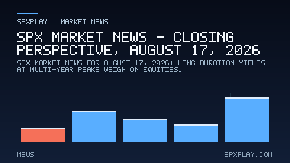 Market news graphic for SPX Market News — Closing perspective, August 17, 2026: Long-Duration Yields at Multi-Year Peaks Weigh on Equities