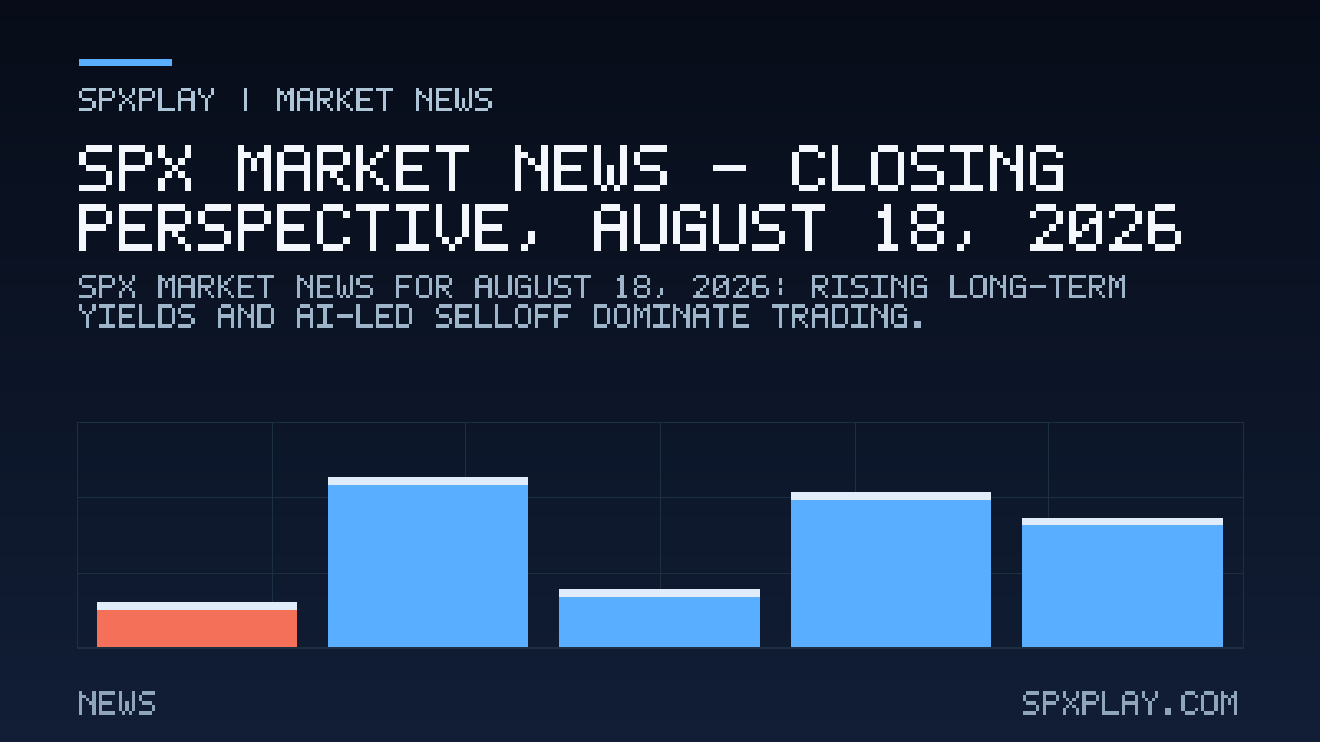 Market news graphic for SPX Market News — Closing perspective, August 18, 2026: Rising Long-Term Yields and AI-Led Selloff Dominate Trading