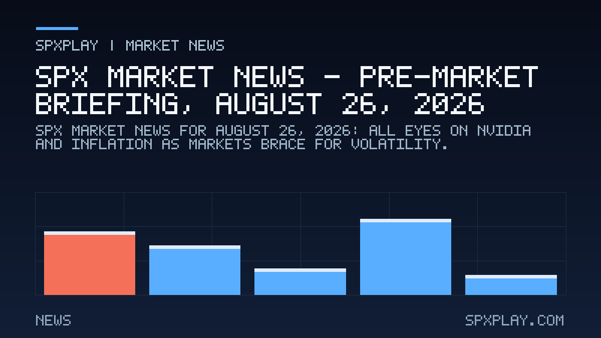 Market news graphic for SPX Market News — Pre-market briefing, August 26, 2026: All Eyes on Nvidia and Inflation as Markets Brace for Volatility