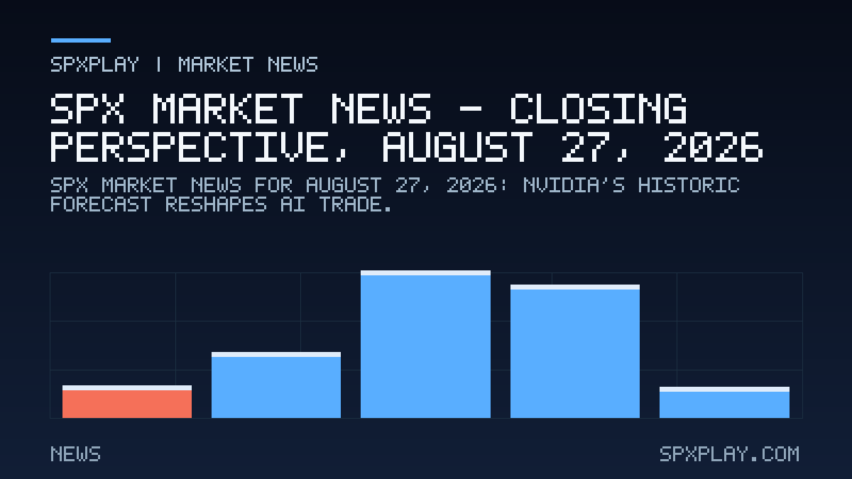 Market news graphic for SPX Market News — Closing perspective, August 27, 2026: Nvidia's Historic Forecast Reshapes AI Trade
