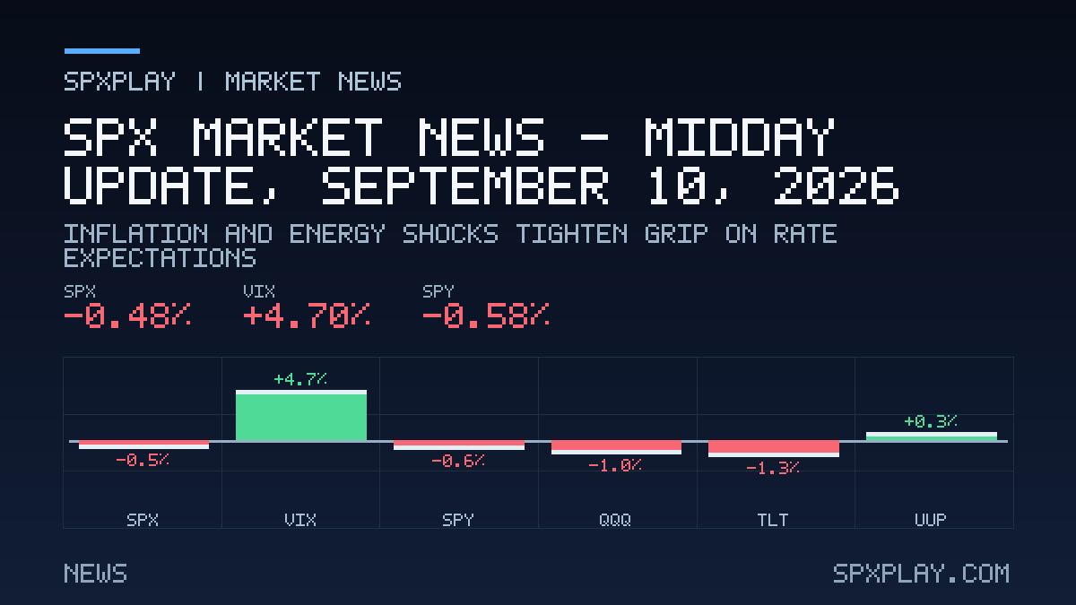 Market news graphic for SPX Market News — Midday update, September 10, 2026: Inflation And Energy Shocks Tighten Grip On Rate Expectations